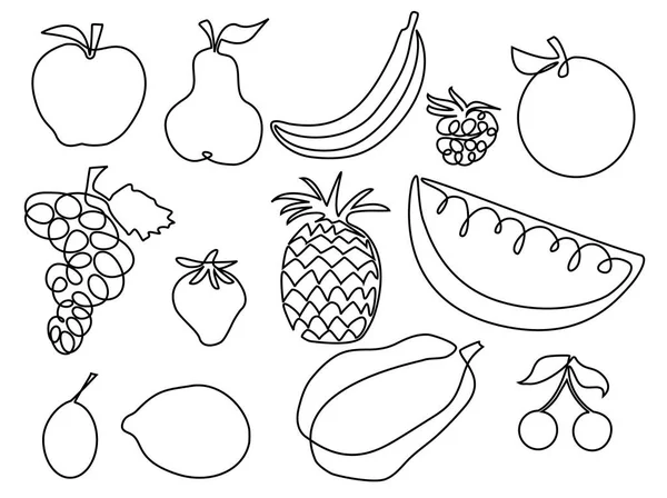 Abstrakte Früchte Eine Linie Zeichnung Design — Stockvektor