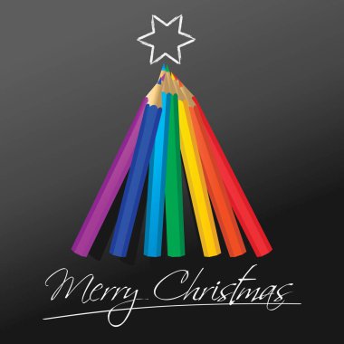Gökkuşağı renklerinde soyut Noel ağacı