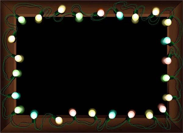 Kerstverlichting Bord Vakantie Frame — Stockvector