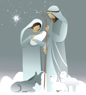 Nativity scene with Holy Family clipart