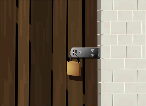 用传统挂锁锁门 — 图库矢量图片