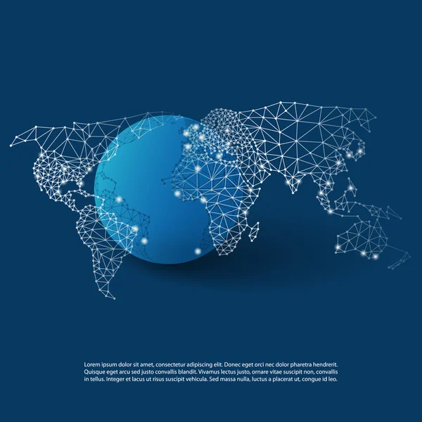 Cloud Computing en netwerken met de kaart van de wereld - Abstract wereldwijde digitale netwerkverbindingen, Concept technologie, creatieve Design Element sjabloon — Stockvector
