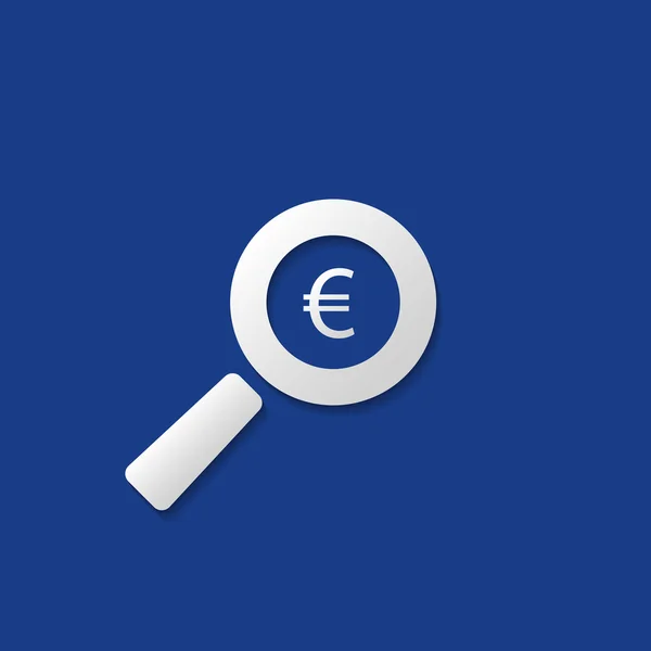 Bedrijfsanalyse, Audit of financieel verslag pictogram, symbool van de bevindingen met het eurosymbool en vergrootglas — Stockvector