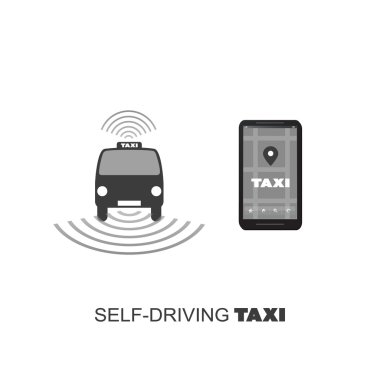 Servis sipariş Logo, mobil uygulama UI, kendi kendine sürüş taksi tasarım konsepti