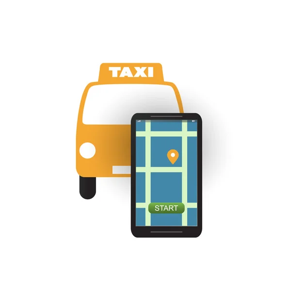 Taxi Ordering Service Design Concept: Logo, Mobile Application UI — Stock Vector