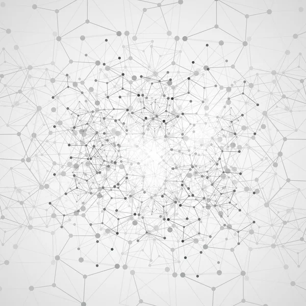 Diseño abstracto del concepto de computación en nube y conexiones de red con malla geométrica transparente — Vector de stock