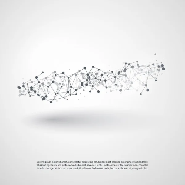 Blanco y negro Moderno Estilo Mínimo Cloud Computing, Estructura de Redes, Diseño de Conceptos de Telecomunicaciones, Conexiones de Red, Wireframe Geométrico Transparente — Vector de stock