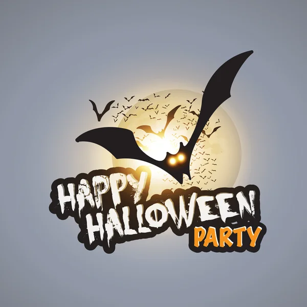Plantilla de tarjeta de fiesta de Halloween feliz - Murciélagos voladores con ojos brillantes — Archivo Imágenes Vectoriales
