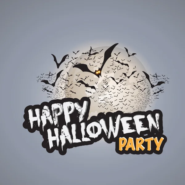 Happy Halloween Party kaartsjabloon - vliegende vleermuizen met gloeiende ogen — Stockvector