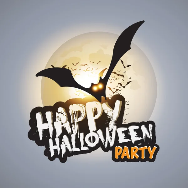 Felice Halloween Party Card Template - Pipistrelli volanti con gli occhi incandescenti — Vettoriale Stock