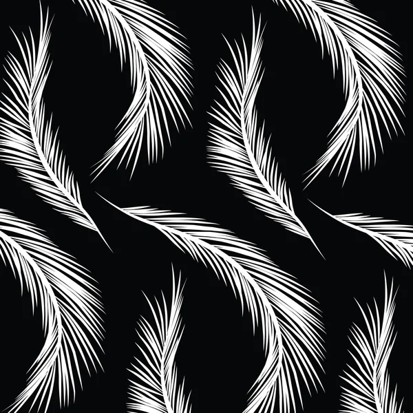 Palm Leaves Pattern - Black and White — Stock Vector