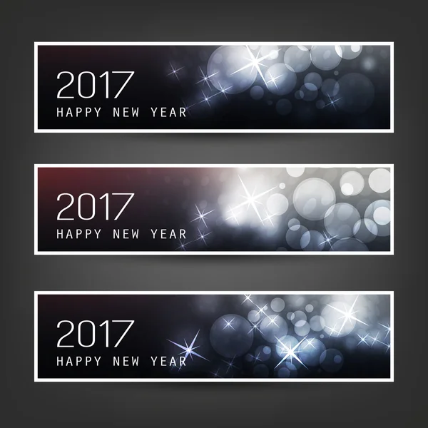 Set de Banners Horizontales de Navidad y Año Nuevo - 2017 — Vector de stock