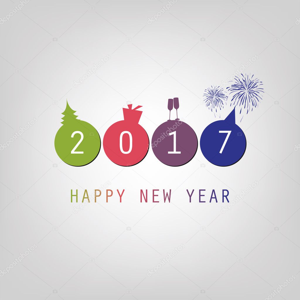 Best Wishes - Modern Simple Minimal Happy New Year Card or Cover Background Template - 2017