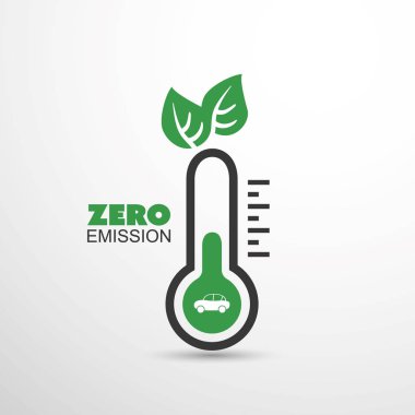Sıfır emisyon - küresel ısınma, ekolojik sorunlar ve çözümleri - termometre simgesi tasarım