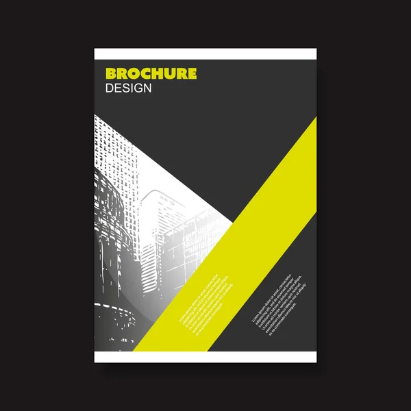 Modèle de conception de brochure moderne avec immeuble de bureaux — Image vectorielle