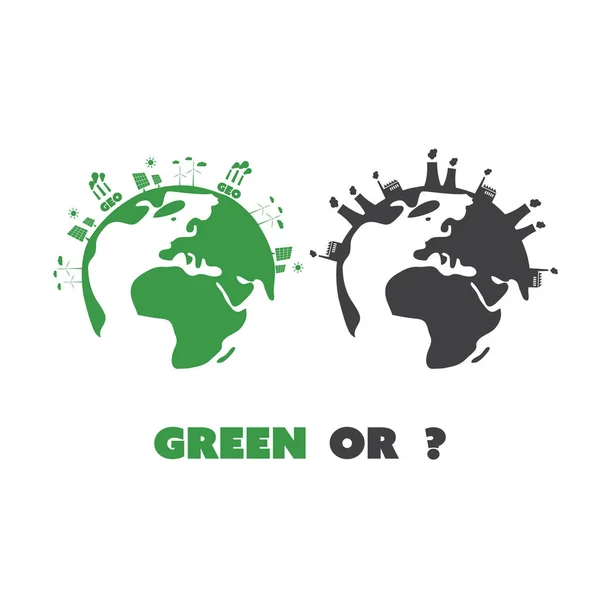 녹색 또는? -에코 지구 글로브 컨셉 디자인 — 스톡 벡터