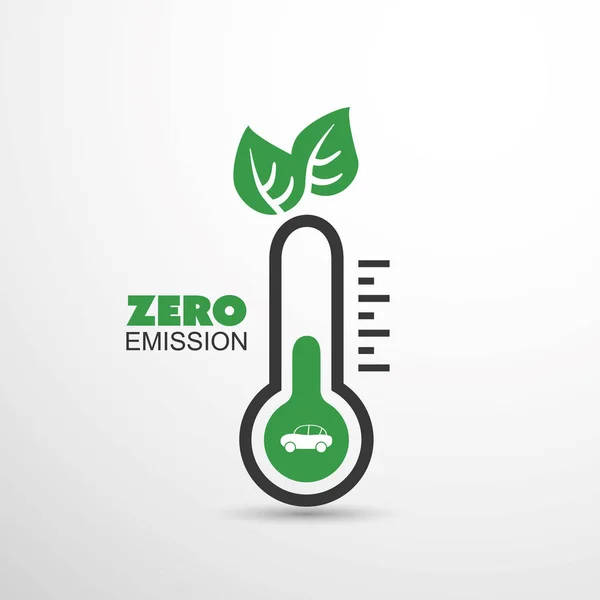 Emissão Zero - Aquecimento Global, Problemas Ecológicos e Soluções - Design de Ícone Termômetro — Vetor de Stock