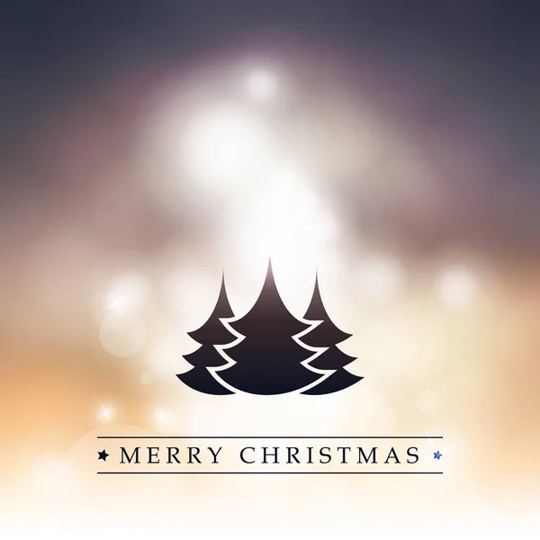 カラフルなモダンなスタイルの幸せな休日、ラベル、背景をぼかした写真のツリーを持つメリー クリスマス グリーティング カード — ストックベクタ