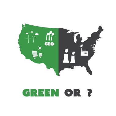 Green Or? - What Way the US Will Choose - Eco Vector Concept Design clipart