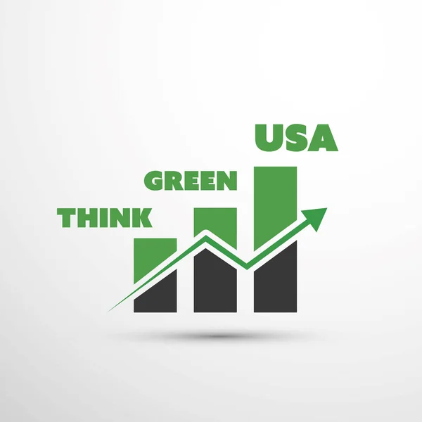 Pensa a Green USA! - Eco Vector Concept Design — Vettoriale Stock