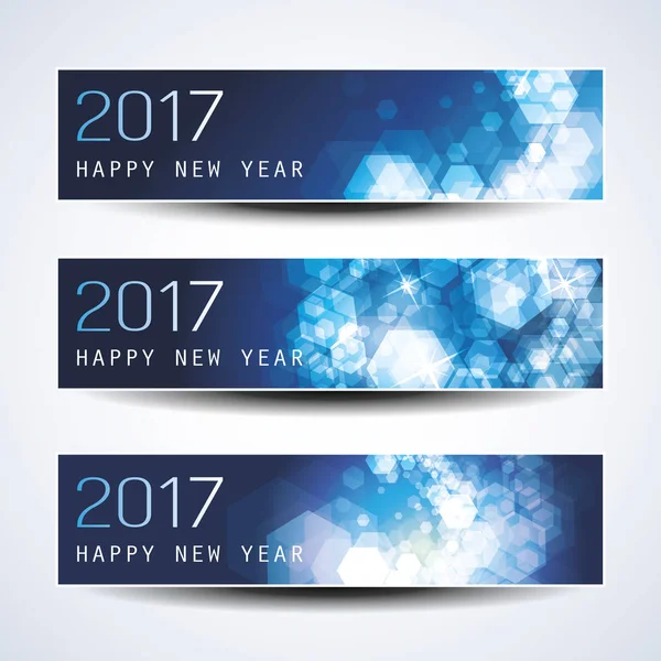 Set of Horizontal Christmas, New Year Banners - 2017 — Stock Vector