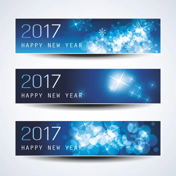 Uppsättning av horisontella jul, nyår Banners - 2017 — Stock vektor