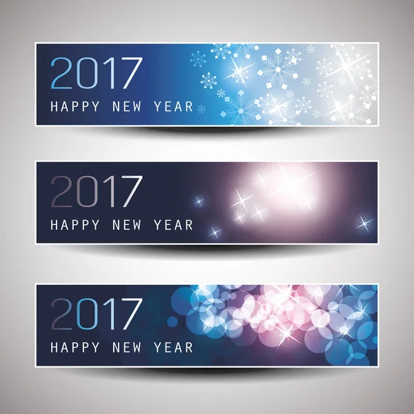 Uppsättning av horisontella jul, nyår Banners - 2017 — Stock vektor