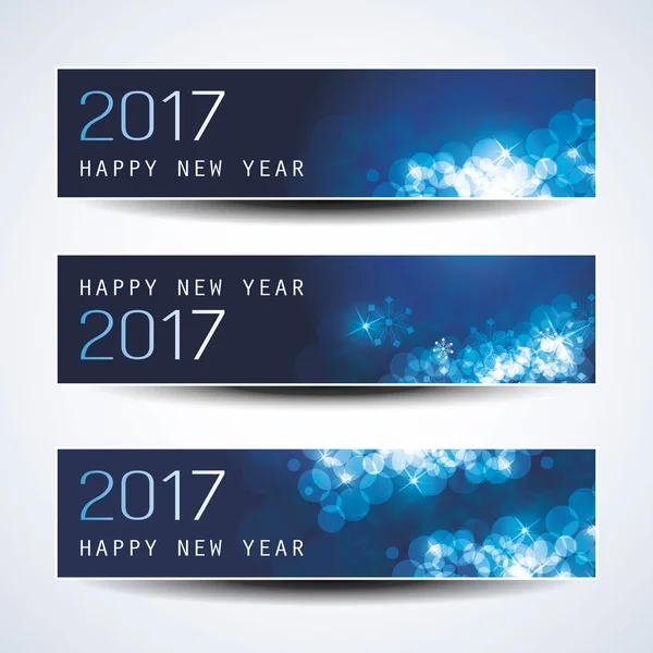 Set of Horizontal Christmas, New Year Banners - 2017 — Stock Vector