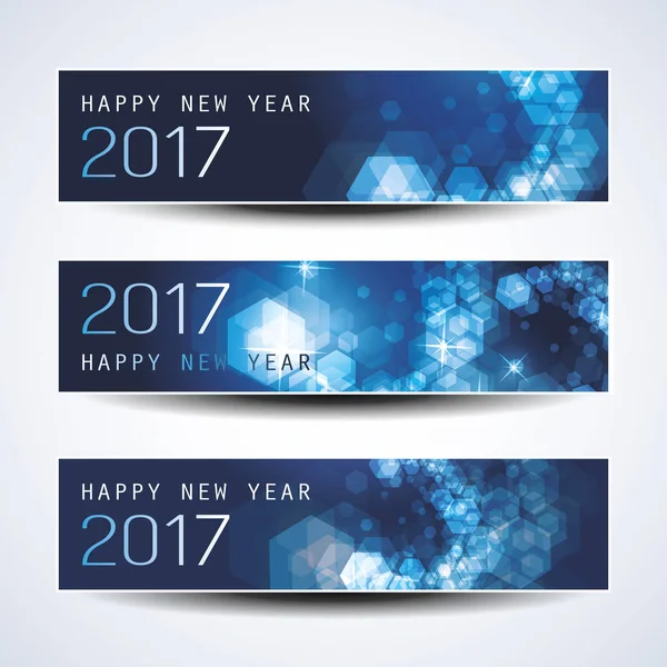 Set of Horizontal Christmas, New Year Banners - 2017 — Stock Vector