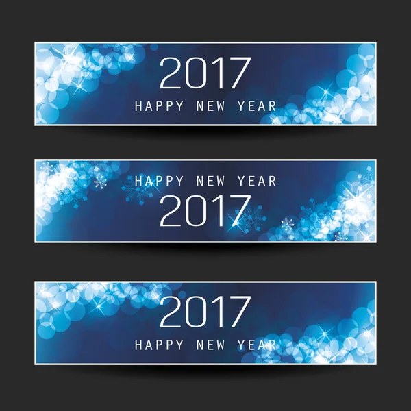 Conjunto de Natal Horizontal, Banners de Ano Novo - 2017 — Vetor de Stock