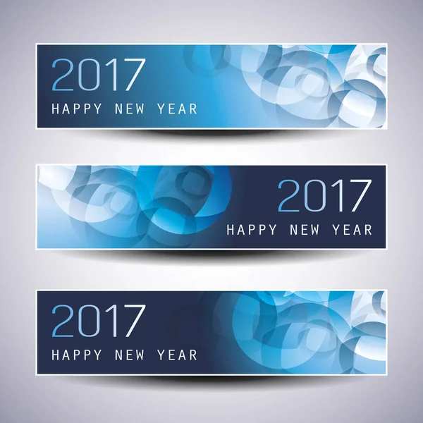 Set of Horizontal Christmas, New Year Banners - 2017 — Stock Vector