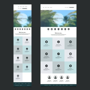 Duyarlı bir sayfa web sitesi şablonu ile arka plan bulanık - Palm ağaçlar Header tasarımı - masaüstü ve taşınabilir yorum