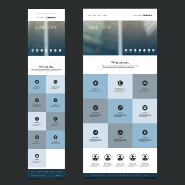 Duyarlı bir sayfa web sitesi şablonu ile arka plan bulanık - gökdelenler desen Header tasarımı - masaüstü ve taşınabilir yorum
