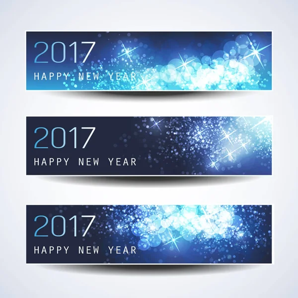 Set of Horizontal Christmas, New Year Banners - 2017 — Stock Vector