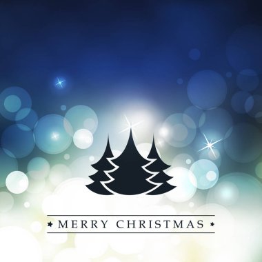 Renkli Modern tarzı mutlu tatiller, neşeli Noel tebrik kartı etiketi, bir köpüklü üzerinde Noel ağacı arka plan bulanık 