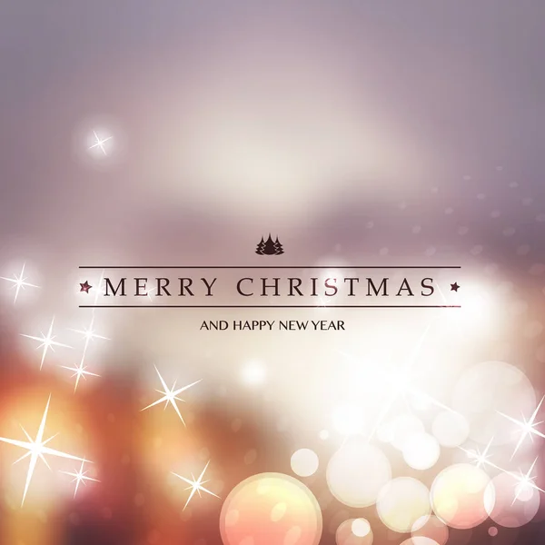 Joyeuses fêtes colorées, joyeux Noël et nouvelle carte de voeux de l'année avec étiquette sur un fond flou étincelant — Image vectorielle