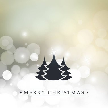 Renkli Modern tarzı mutlu tatiller, neşeli Noel tebrik kartı etiketi, bir köpüklü üzerinde Noel ağacı arka plan bulanık