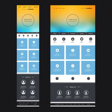 Duyarlı bir sayfa web sitesi şablonu ile arka plan bulanık - masaüstü ve taşınabilir sürümü
