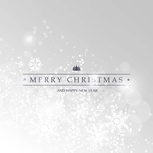 Feliz Navidad - Silver Grey Modern Style Happy Holidays Tarjeta de felicitación brillante brillante fondo borroso — Vector de stock