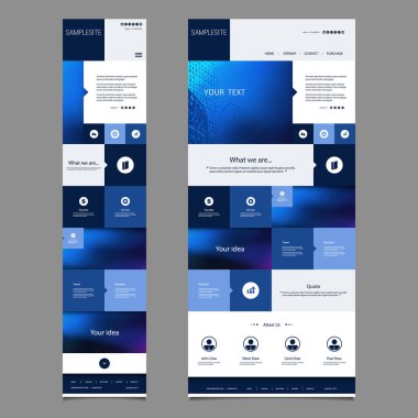 Duyarlı bir sayfa web sitesi şablonu ile arka plan bulanık - masaüstü ve taşınabilir sürümü