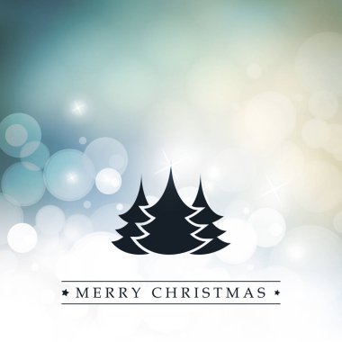 Merry Christmas - etiket ve parlak parlak bulanık arka plan üzerinde ağaç yapısı ile renkli Modern tarzı mutlu tatil tebrik kartı