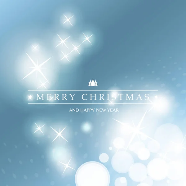 Merry Christmas - kleurrijke moderne stijl Happy Holidays wenskaart met Label op sprankelende heldere onscherpe achtergrond — Stockvector