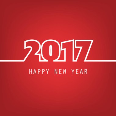 Basit beyaz ve kırmızı yeni yıl kartı, kapak veya arka plan tasarım şablonu - 2017 