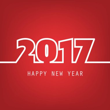 Basit beyaz ve kırmızı yeni yıl kartı, kapak veya arka plan tasarım şablonu - 2017