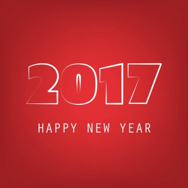 Basit beyaz ve kırmızı yeni yıl kartı, kapak veya arka plan tasarım şablonu - 2017