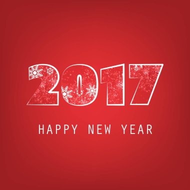 Basit beyaz ve kırmızı yeni yıl kartı, kapak veya arka plan tasarım şablonu - 2017