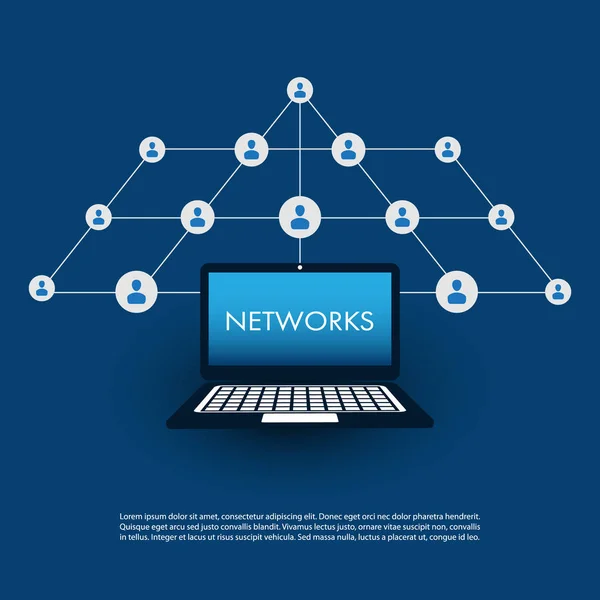 Réseaux - Connexions d'affaires - Conception de concepts de médias sociaux — Image vectorielle