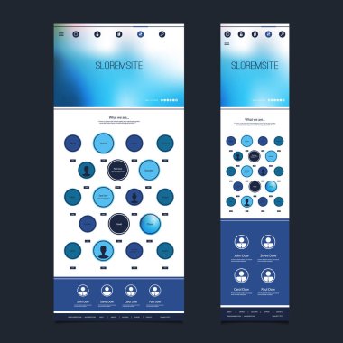 Duyarlı bir sayfa web sitesi şablonu ile arka plan bulanık - masaüstü ve taşınabilir sürümü 