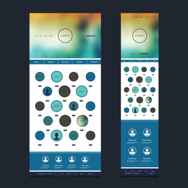 Duyarlı bir sayfa web sitesi şablonu ile arka plan bulanık - masaüstü ve taşınabilir sürümü 