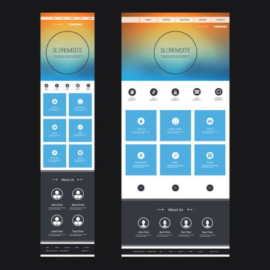 Duyarlı bir sayfa web sitesi şablonu ile arka plan bulanık - masaüstü ve taşınabilir sürümü 